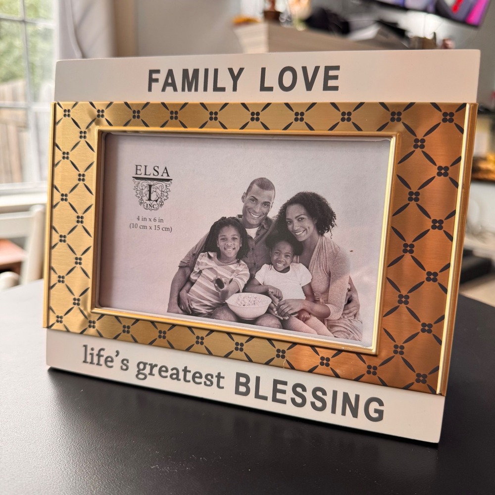 New ELSA Home Decor Family Greatest‎ Blessing Picture Photo Frame White Gold